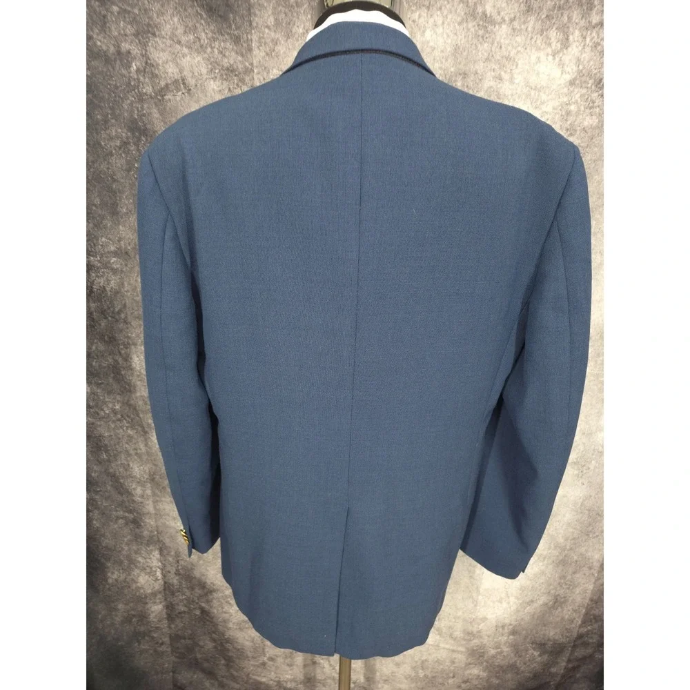 Stafford Sports Coat Mens 44‎ L Blue Blazer Jacket 2 Gold Buttons Wool Blend